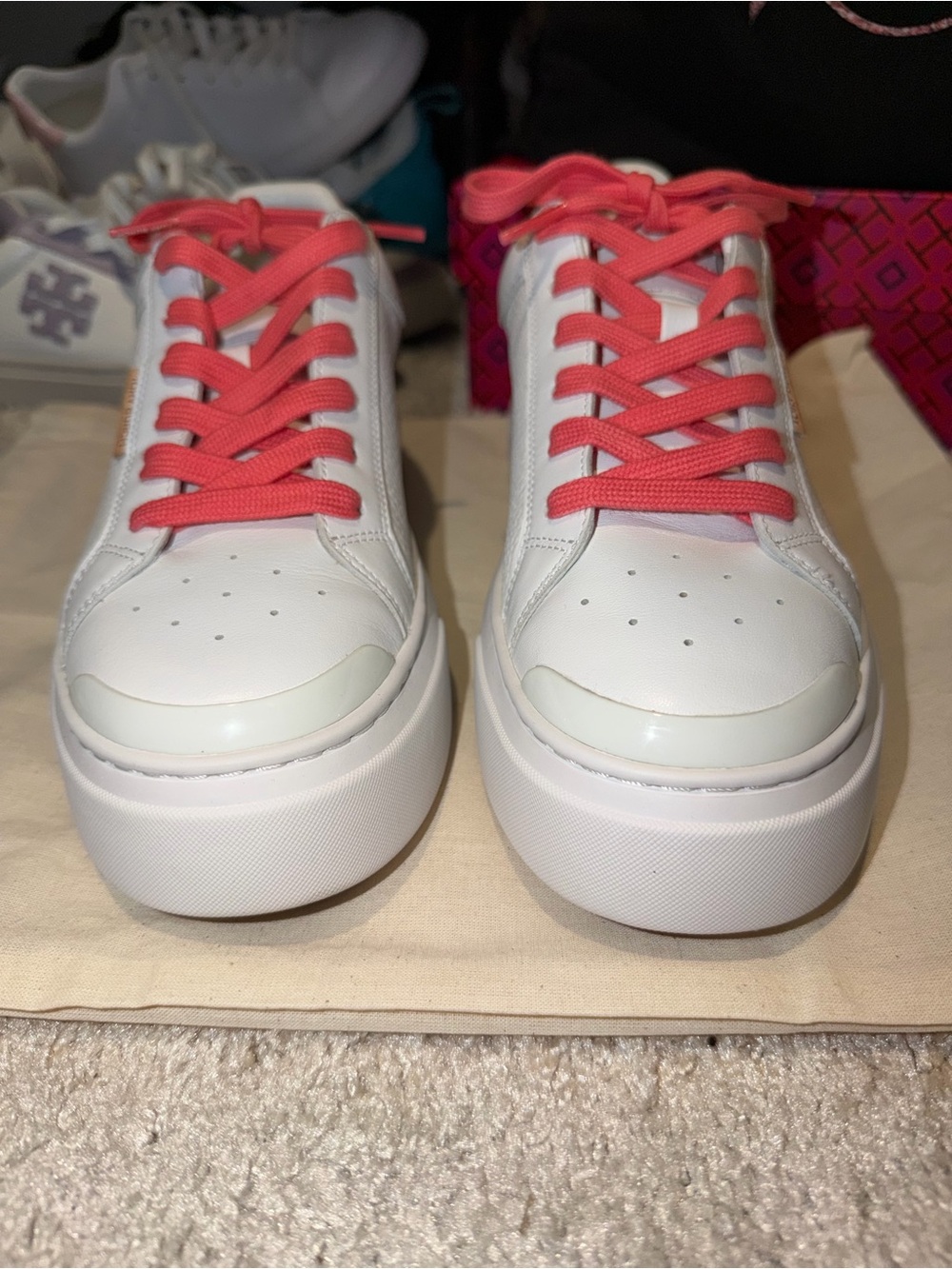 Tory Burch Ladybug Sneakers with Coral Laces